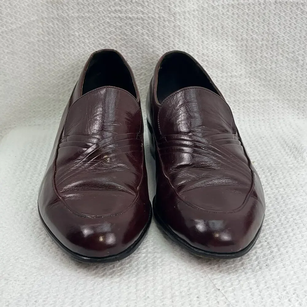 Florsheim Imperial Men’s 8D Burgundy Leather Slip On Loafers Vintage Dress Shoes